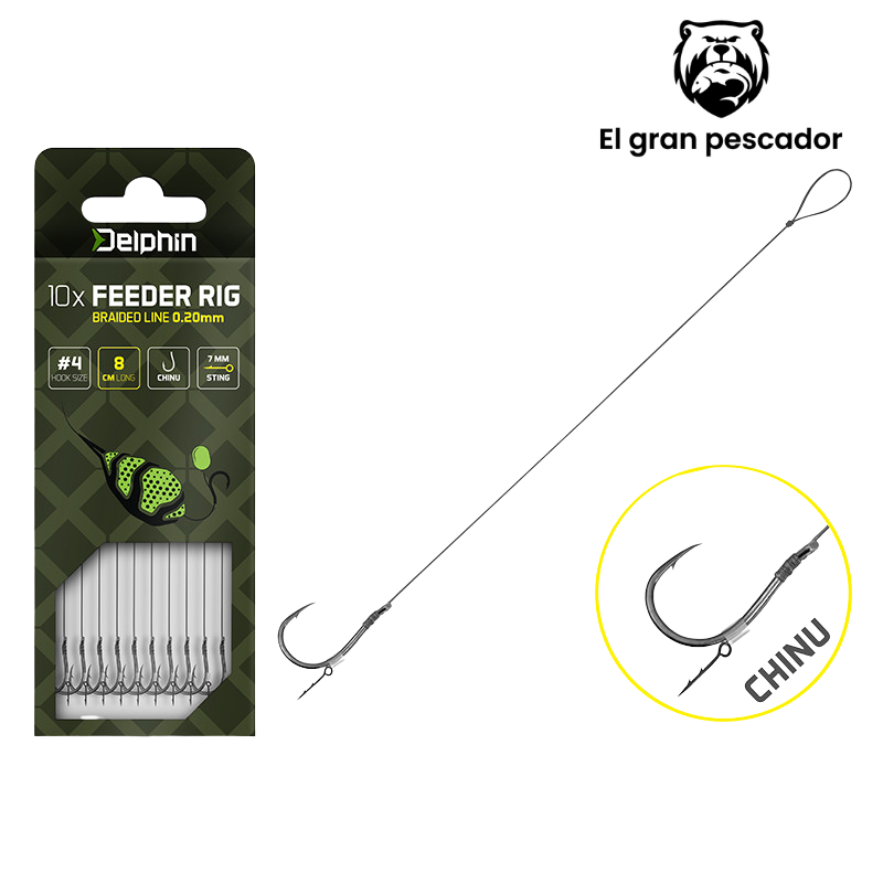 Anzuelos Montados Chinu Delphin Method Feeder Pincho 0,20mm/8cm Nº 4 10pcs
