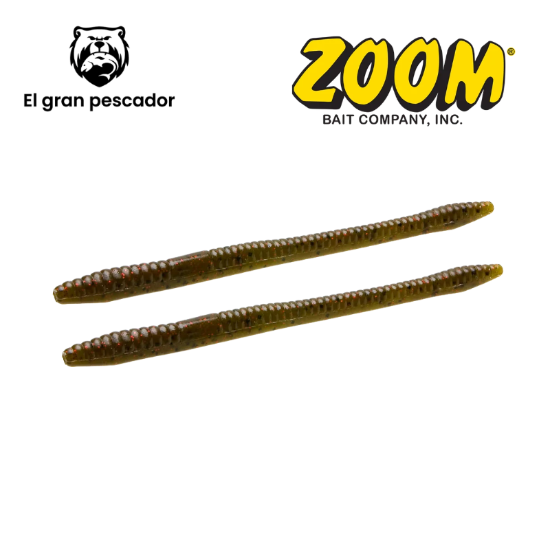 Vinilos Zoom Finesse Worm Green Pumpkin Red 20pcs