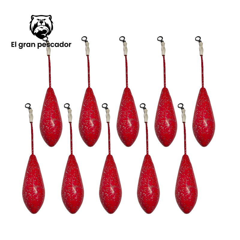 Oferta 10 Plomos Surfcasting DCA 130g Rojo Brillo