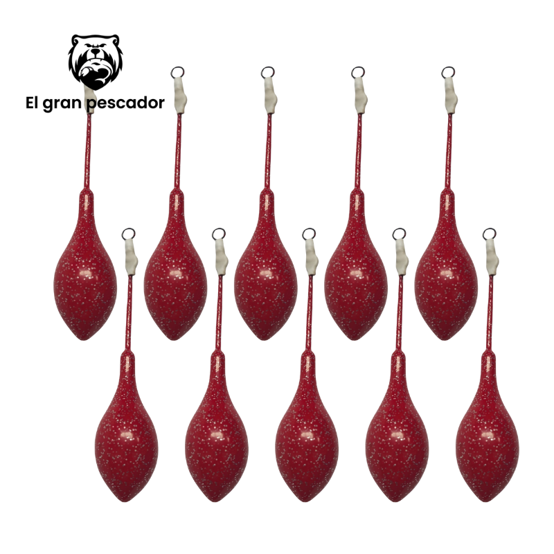 Oferta 10 Plomos Surfcasting Portugues 100g Rojo Brillo