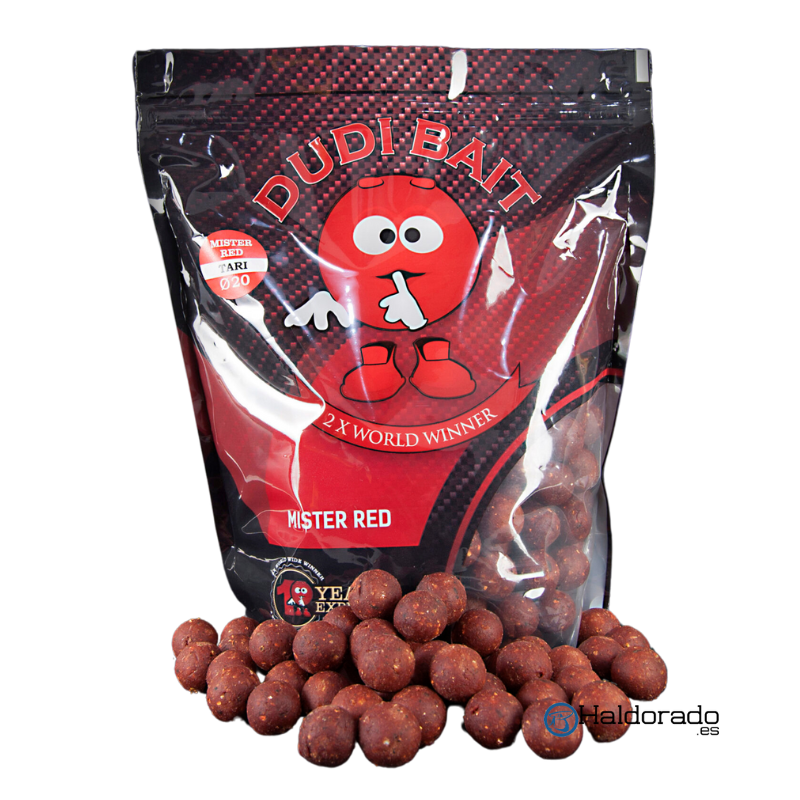 Dudi Baits Mister Red Super Hot Range Boilies Solubles 20mm 1kg