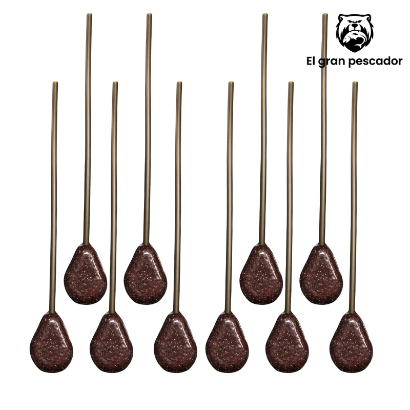 10 Plomos Pera con Tubo Verde 4mm 60gr