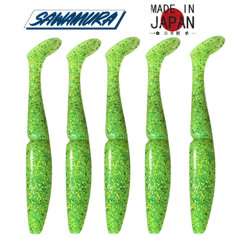 Vinilo Sawamura One Up Shad 5″ 063 Chartreuse 5uds