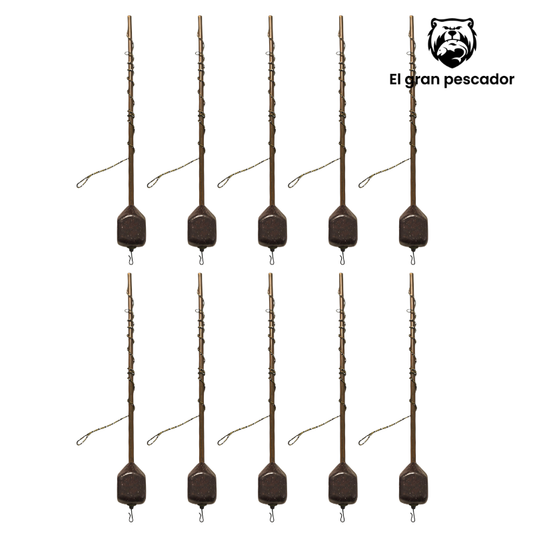 Riot 10 Plomos Cubo con Tubo Verde 4mm Lead Core y Enganche Rapido 70gr