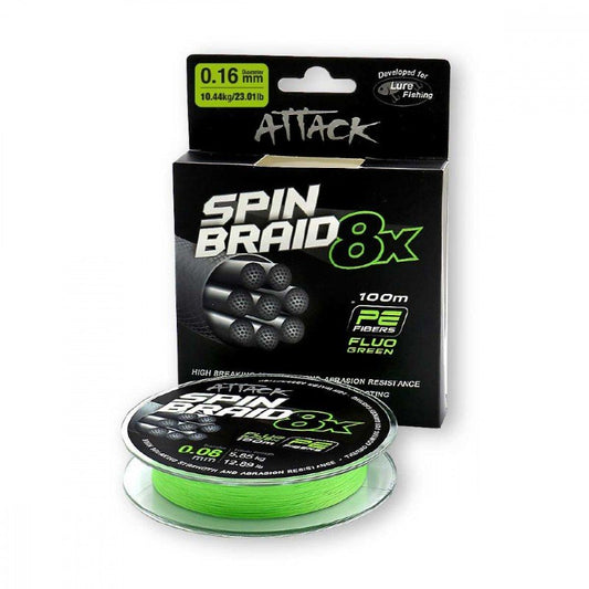 Trenzado Formax Attack Spinbraid Verde Fluo 100m 0,16 mm 10,44kg