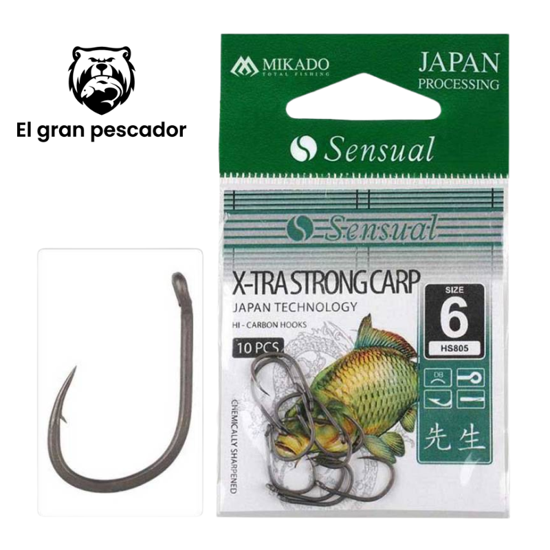 Anzuelos Mikado Sensual X-tra Strong Carp Size 12 10pcs