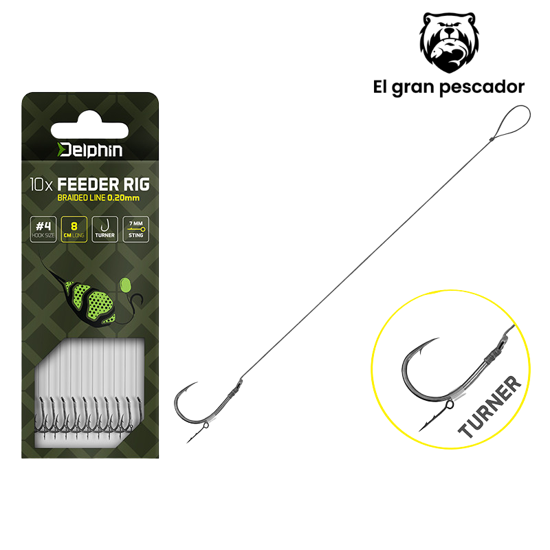 Anzuelos Montados Turner Delphin Method Feeder Pincho 0,20mm/12cm Nº 4 10pcs