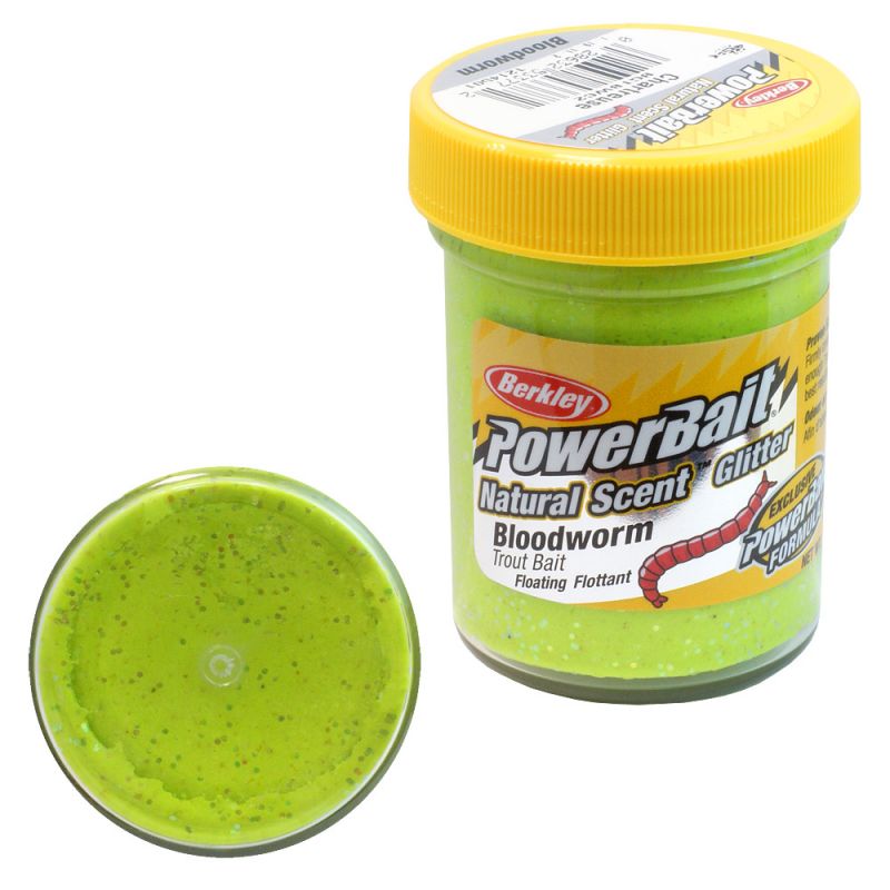 Berkley PowerBait Pasta Trucha Chartreusse Bloodworm Natural Scent Glitter