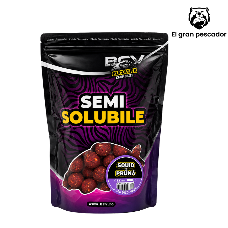 Bucovina Baits Boilies Semi Soluble Squid Ciruela 18mm 800g