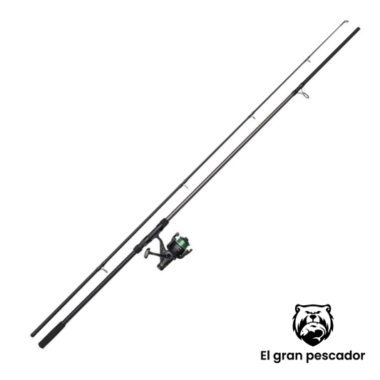 Combo Caña 12 ft 3,60m 3lb 3tramos + Carrete con baitrunner 6000 con hilo DAM