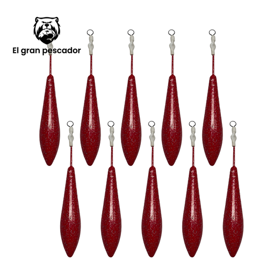 Oferta 10 Plomos Surfcasting Bala 120g Rojo Brillo