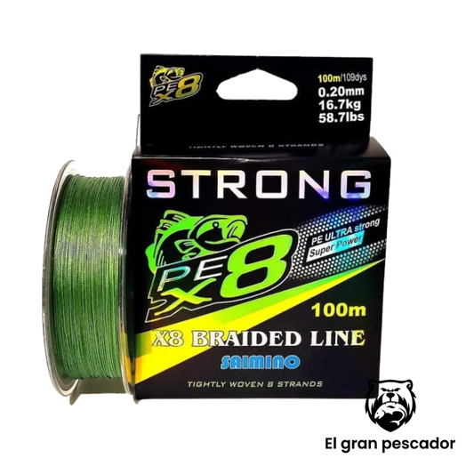 Trenzado Saimino 8x 100m Verde 0,18mm