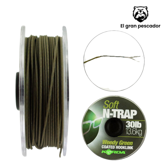Korda Coated Hooklink Soft N-Trap 30lb 13.6kg 20m
