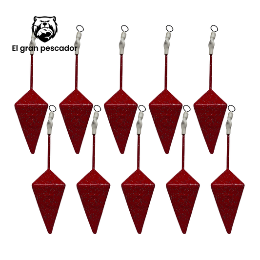 Oferta 10 Plomos Surfcasting Piramide 130g Rojo Brillo