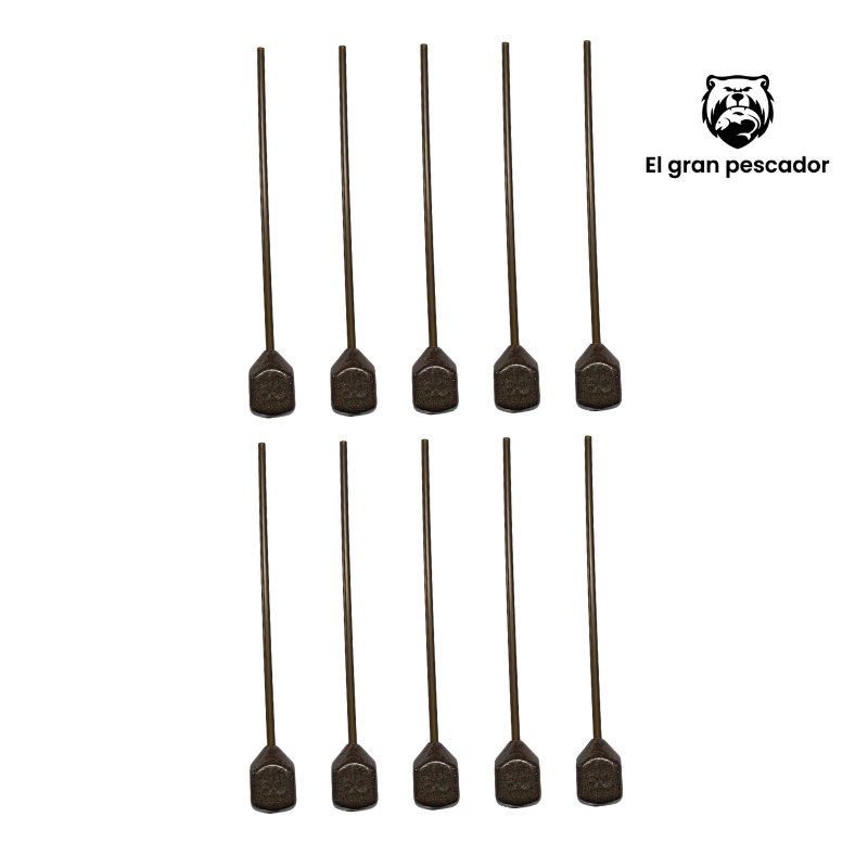 10 Plomos Cubo con Tubo Verde 4mm 70gr