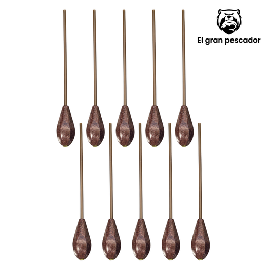 10 Plomos Lance con Tubo Verde 4mm 100gr