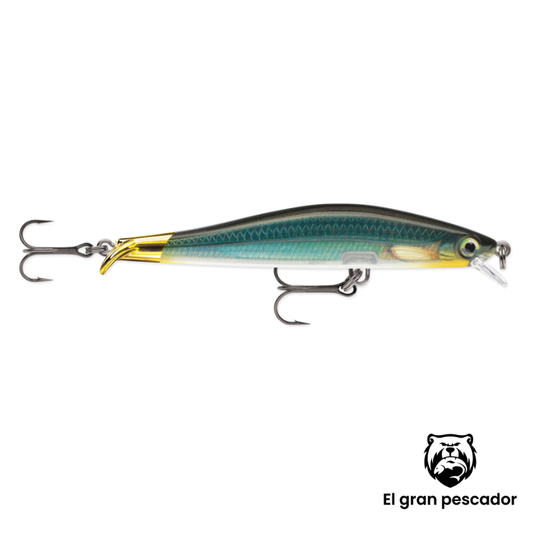 Jerkbait Rapala Ripstop 9cm Verde Espalda Negra