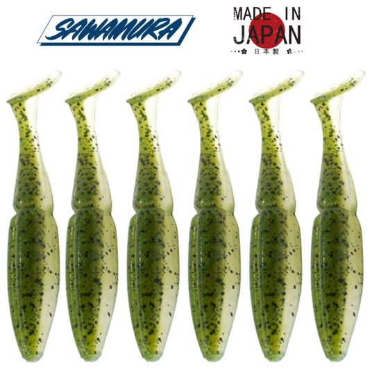 Vinilo Sawamura One Up Shad 4″ 068 Watermelon Green 6uds