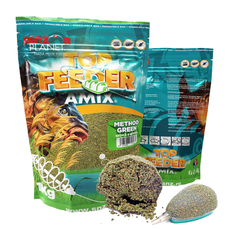 Senzor Planet Groundbait Method Green Top Feeder Amix (Mussel Green Betaine)