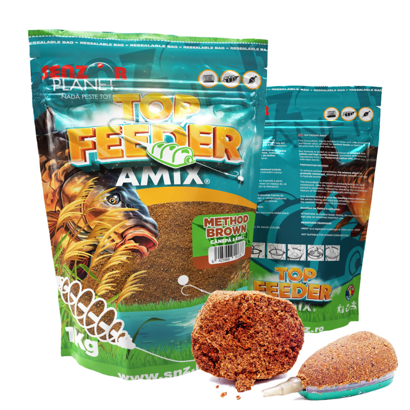 Senzor Planet Groundbait Method Brown Top Feeder Amix (Krill)