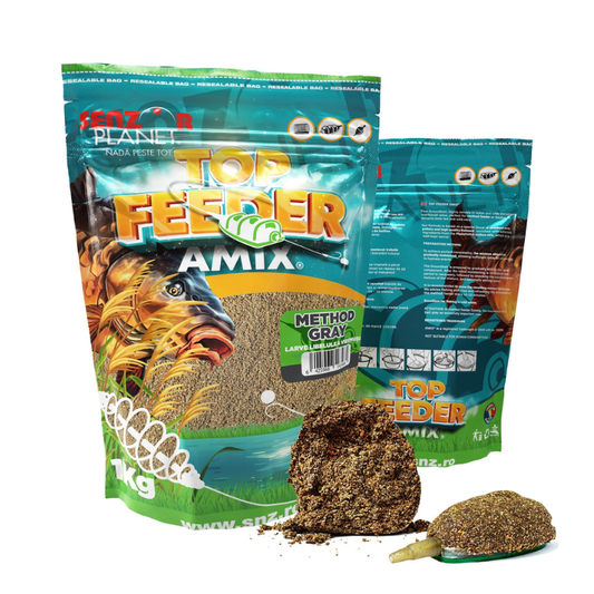 Senzor Planet Groundbait Top Amix Method Gray Asticot y Larvas de Libelula Agua Fria