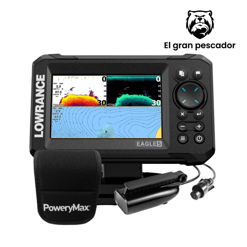 Pack Sonda Lowrance Eagle 5 PoweryMax Ready con Transductor SplitShot + Batería Powery Max